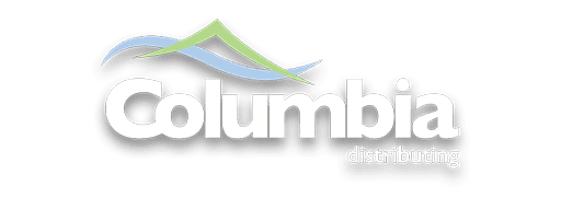 columbia Logo of columbia distributing, featuring stylized green and blue wave above the black text "columbia distributing.
