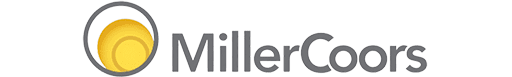 miller-coors Logo of millercoors featuring the company name in gray lettering with a yellow circle and gray outline.